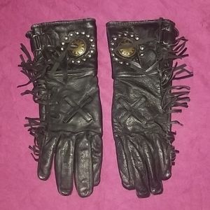 Women's Willie G fringe leather gloves